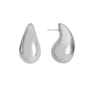 Silver Tone Chunky Raindrop Fashion Earrings NWT